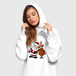 Женское худи-платье Санта и олень, цвет: белый — фото 2