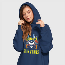 Женское худи-платье Guns n roses Skull, цвет: тёмно-синий — фото 2