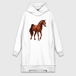 Женское худи-платье Тракененская лошадь, цвет: белый