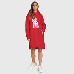 Женское худи-платье Зайка с сердечком, цвет: красный — фото 2