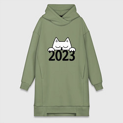 Женское худи-платье Cat 2023, цвет: авокадо