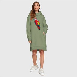Женское худи-платье Попугай Ара на жердочке, цвет: авокадо — фото 2