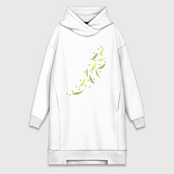 Женское худи-платье Тропические листья разлетаются, цвет: белый