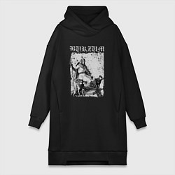 Женское худи-платье Burzum скандинавский бог Один с волками и вороном, цвет: черный
