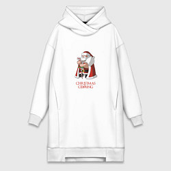 Женское худи-платье Christmas is coming, цвет: белый