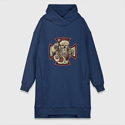 Женское худи-платье Skeletor Santa, цвет: тёмно-синий