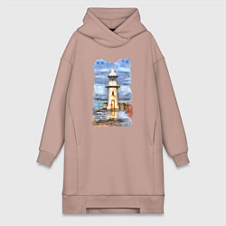 Женское худи-платье Старый маяк, цвет: пыльно-розовый