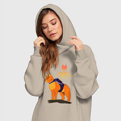 Женское худи-платье Stray - cat logo, цвет: миндальный — фото 2