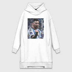 Женское худи-платье Viva la Argentina - Lionel Messi - world champion, цвет: белый