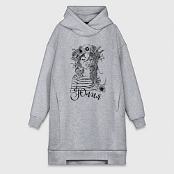 Женское худи-платье Юлия в венке из летних цветов, цвет: меланж