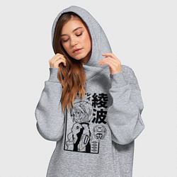 Женское худи-платье Аянами Рей - евангелион, цвет: меланж — фото 2