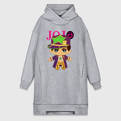 Женское худи-платье Little Jotaro Cujo - JoJo Bizarre Adventure, цвет: меланж