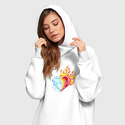 Женское худи-платье Лёд и пламя Сердце, цвет: белый — фото 2