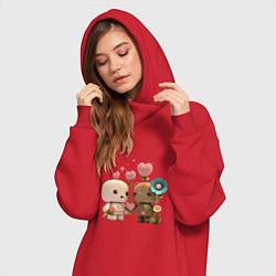 Женское худи-платье Роботы, несущие любовь, цвет: красный — фото 2