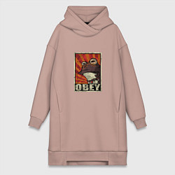 Женское худи-платье Obey frog, цвет: пыльно-розовый