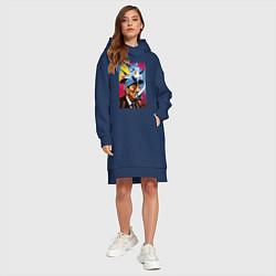Женское худи-платье Носорог Сальвадора Дали, цвет: тёмно-синий — фото 2
