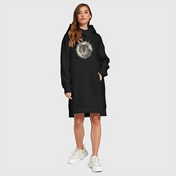 Женское худи-платье Рысь славянский тотем, цвет: черный — фото 2