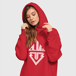 Женское худи-платье Big bang white logo, цвет: красный — фото 2