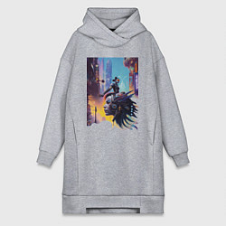 Женское худи-платье Cyberpunk - fantasy, цвет: меланж