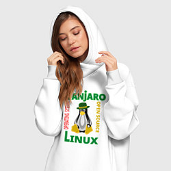 Женское худи-платье Линукс пингвин в шляпе, цвет: белый — фото 2