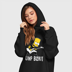 Женское худи-платье Limp Bizkit Барт Симпсон рокер, цвет: черный — фото 2