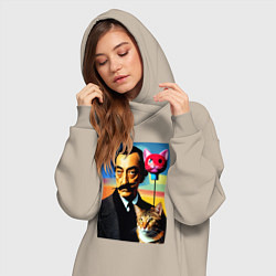 Женское худи-платье Salvador Dali and cat, цвет: миндальный — фото 2