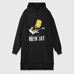 Женское худи-платье Green Day Барт Симпсон рокер, цвет: черный