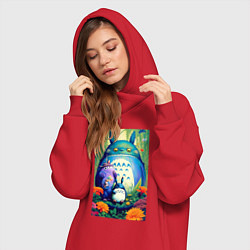 Женское худи-платье My neighbor Totoro - neural network - art, цвет: красный — фото 2
