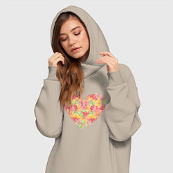 Женское худи-платье Нежное сердце бабочки, цвет: миндальный — фото 2