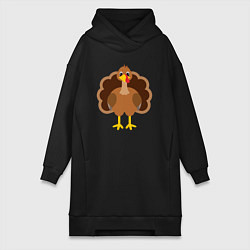 Женское худи-платье Turkey bird, цвет: черный