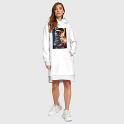 Женское худи-платье Астронавт покоряющий просторы вселенной, цвет: белый — фото 2