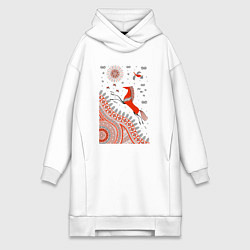 Женское худи-платье Мезенский конь, цвет: белый