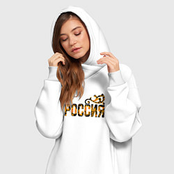 Женское худи-платье Россия: в стиле хохлома, цвет: белый — фото 2