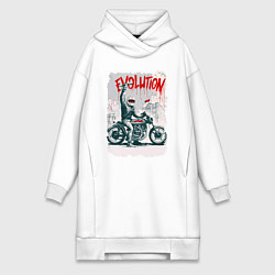Женское худи-платье Evolution - motorcycle, цвет: белый