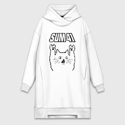 Женское худи-платье Sum41 - rock cat, цвет: белый