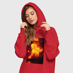 Женское худи-платье Скачущий огненный конь, цвет: красный — фото 2