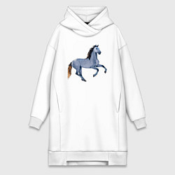 Женское худи-платье Андалузская лошадь, цвет: белый