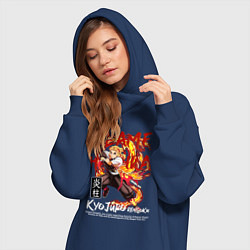 Женское худи-платье Кёджуро Ренгоку аниме, цвет: тёмно-синий — фото 2