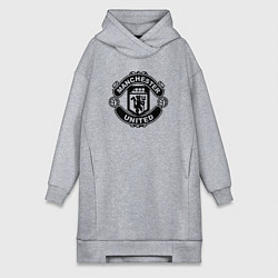 Женское худи-платье Manchester United black, цвет: меланж