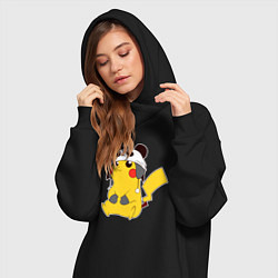 Женское худи-платье Pika panda, цвет: черный — фото 2
