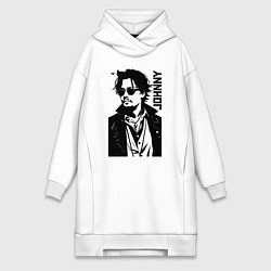 Женское худи-платье Johnny Depp - graphics, цвет: белый