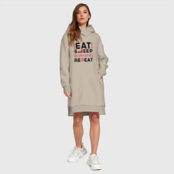 Женское худи-платье Надпись: eat sleep Elden Ring repeat, цвет: миндальный — фото 2