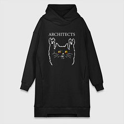 Женское худи-платье Architects rock cat, цвет: черный