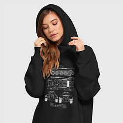 Женское худи-платье Танк Т34 Чертеж, цвет: черный — фото 2