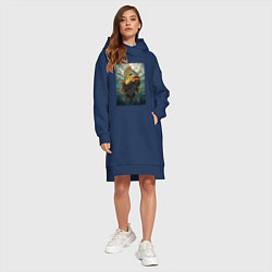 Женское худи-платье Большая рыба карп, цвет: тёмно-синий — фото 2