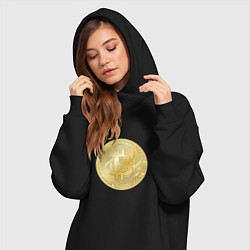 Женское худи-платье Криптовалюта биткоин, цвет: черный — фото 2