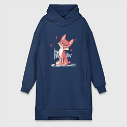 Женское худи-платье Лис кривляется, цвет: тёмно-синий