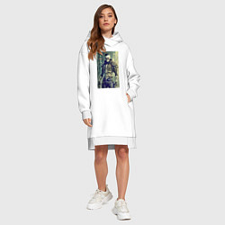 Женское худи-платье Cool skeleton - cyberpunk - neural network, цвет: белый — фото 2