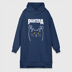 Женское худи-платье Pantera rock cat, цвет: тёмно-синий