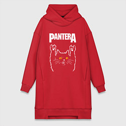 Женское худи-платье Pantera rock cat, цвет: красный